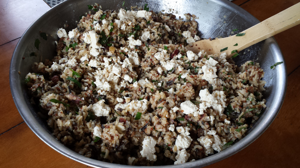 Quinoa-Rice Salad with Tempeh and "Feta" -- Epicurean Vegan